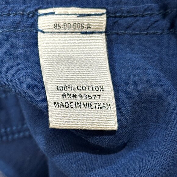 Stylus Semi Sheer Button Down Shirt Size XL Blue Orange Trim Cotton Long Sleeve - Picture 10 of 12